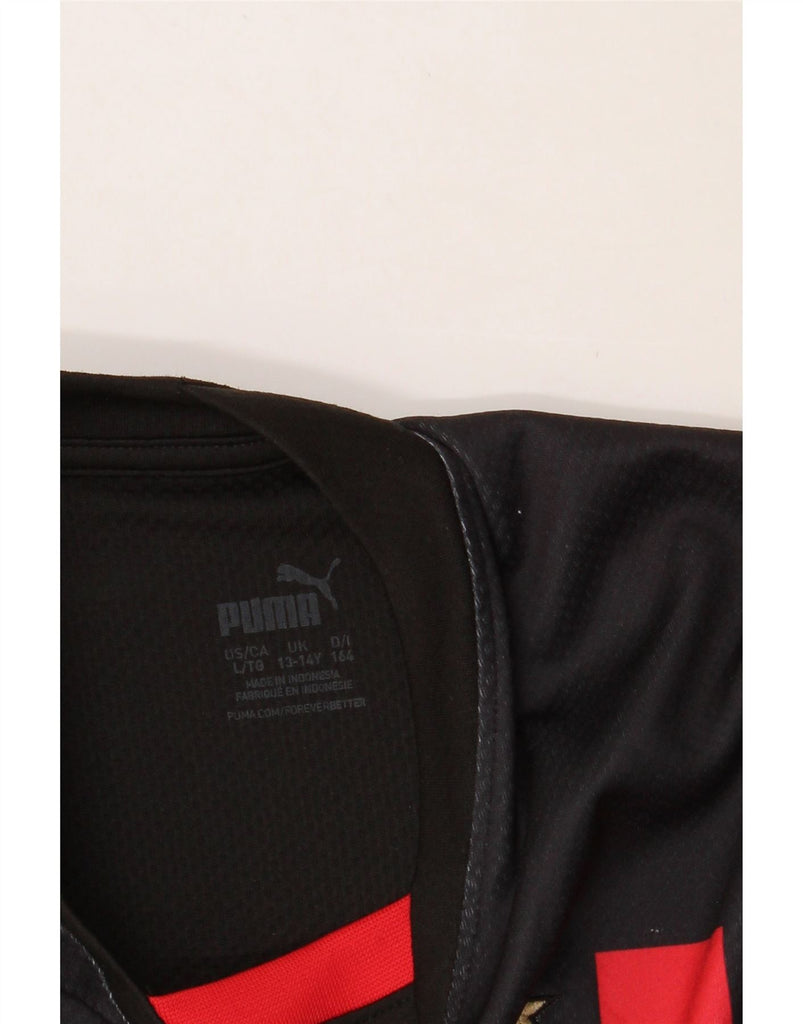 PUMA Boys AC Milan Graphic T-Shirt Top 13-14 Years  Black Striped Vintage Puma and Second-Hand Puma from Messina Hembry 