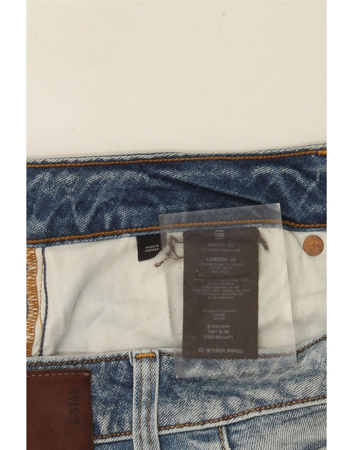 G-Star Mens 3301 Slim Jeans W36 L38 Blue Cotton