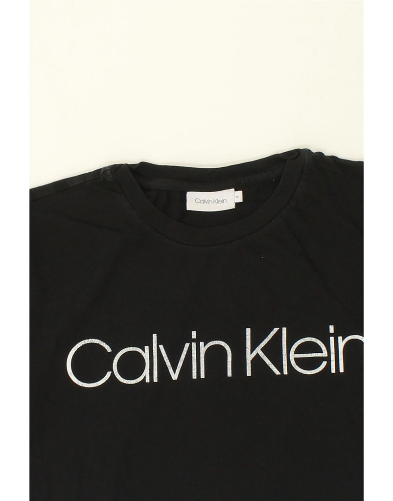 CALVIN KLEIN Womens Graphic T-Shirt Top UK 12 Medium Black Cotton | Vintage Calvin Klein | Thrift | Second-Hand Calvin Klein | Used Clothing | Messina Hembry 