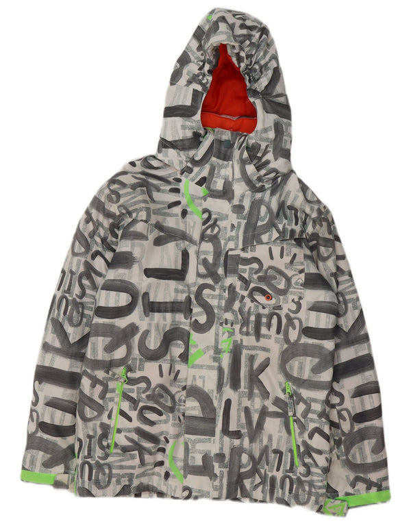 Quiksilver Boys Graphic Hooded Ski Jacket 13-14 Years Large Grey Polyester