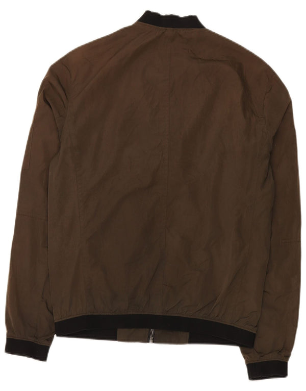 Zara Mens Bomber Jacket UK 36 Small Brown Polyester