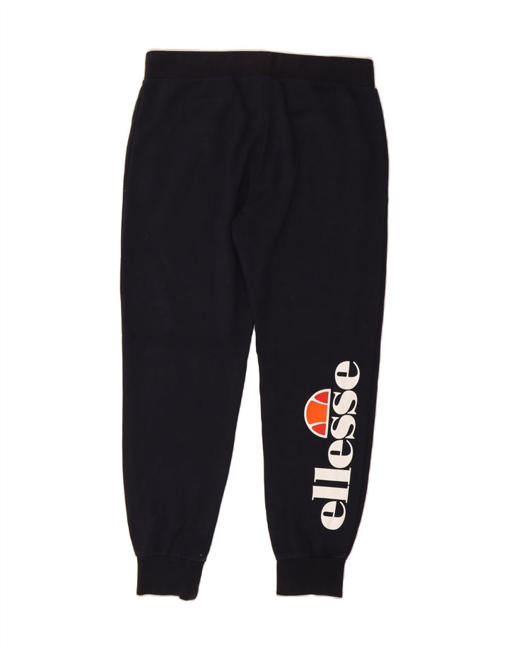 ELLESSE Womens Graphic Tracksuit Trousers Joggers UK 12 Medium Navy Blue Vintage Ellesse and Second-Hand Ellesse from Messina Hembry 