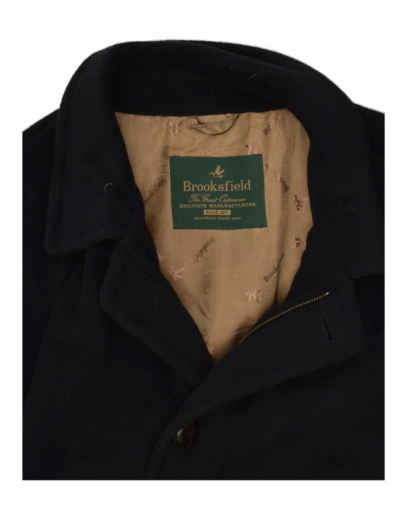 BROOKSFIELD Mens Overcoat UK 40 Large Navy Blue Wool | Vintage Brooksfield | Thrift | Second-Hand Brooksfield | Used Clothing | Messina Hembry 