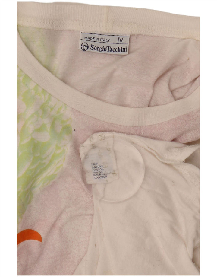 SERGIO TACCHINI Womens Graphic T-Shirt Top US 12 Large White Floral Cotton