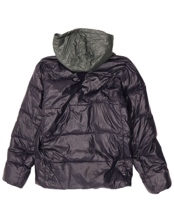 Armani Junior Boys Hooded Padded Jacket 15-16 Years Navy Blue Colourblock