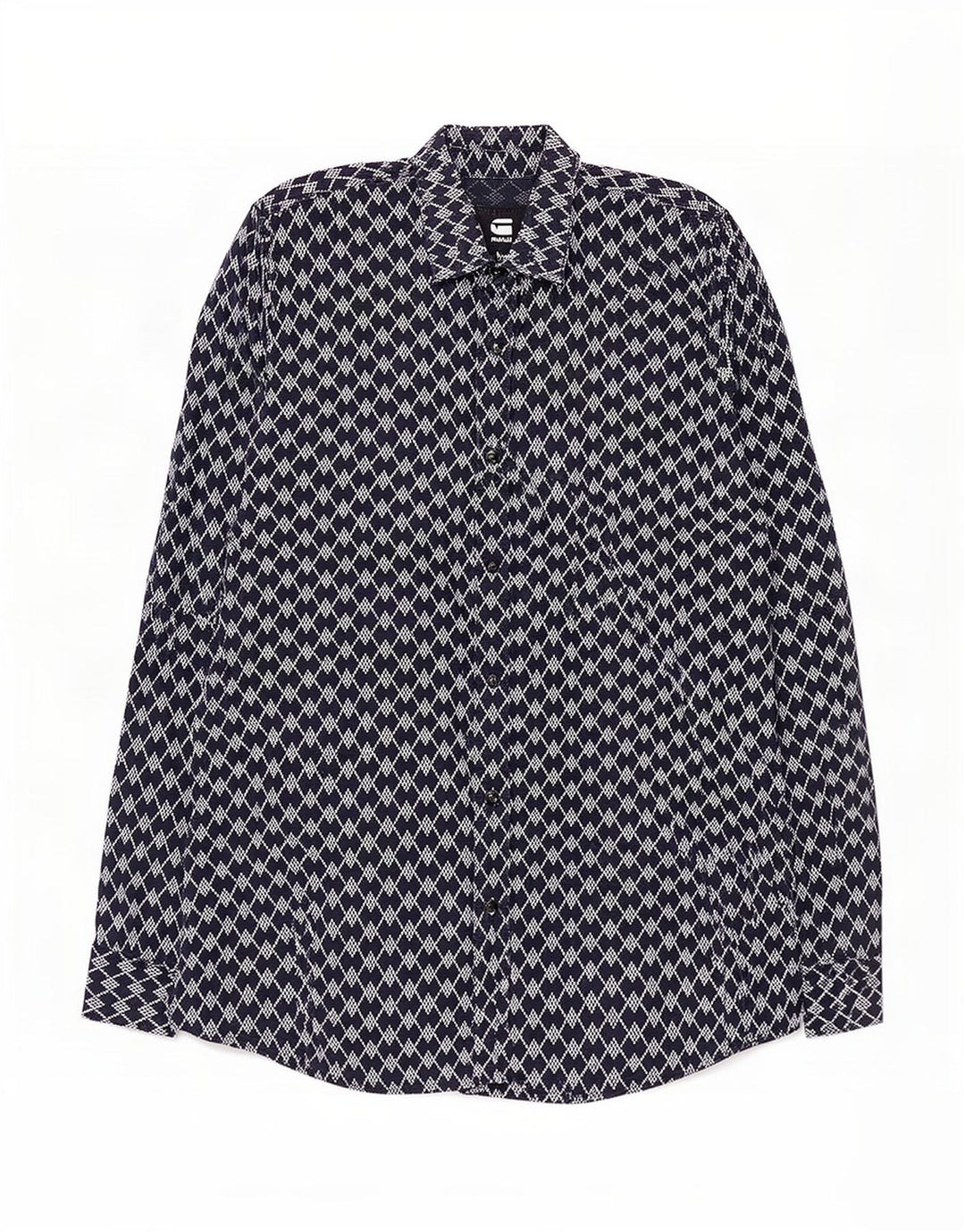 G-Star Mens Shirt Medium Navy Blue Geometric Cotton