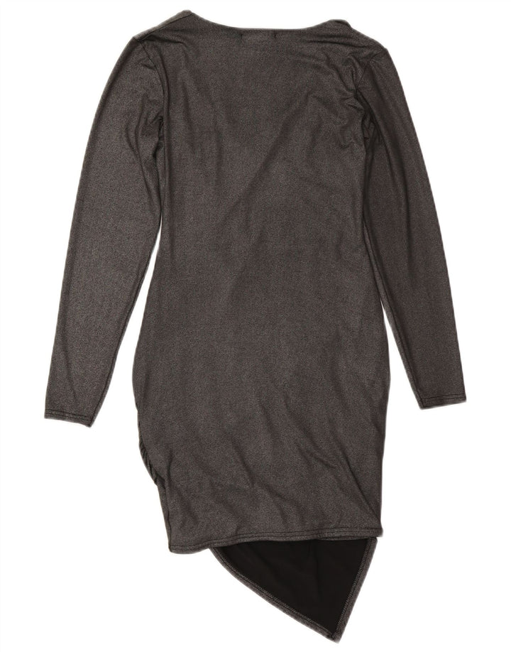 JANE NORMAN Womens Long Sleeve Asymmetrical Dress UK 8 Small  Grey