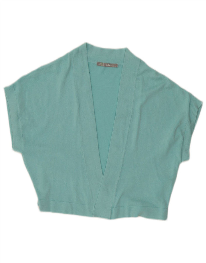 Marks & Spencer Womens Crop Open Cardigan Sweater UK 12 Medium Turquoise