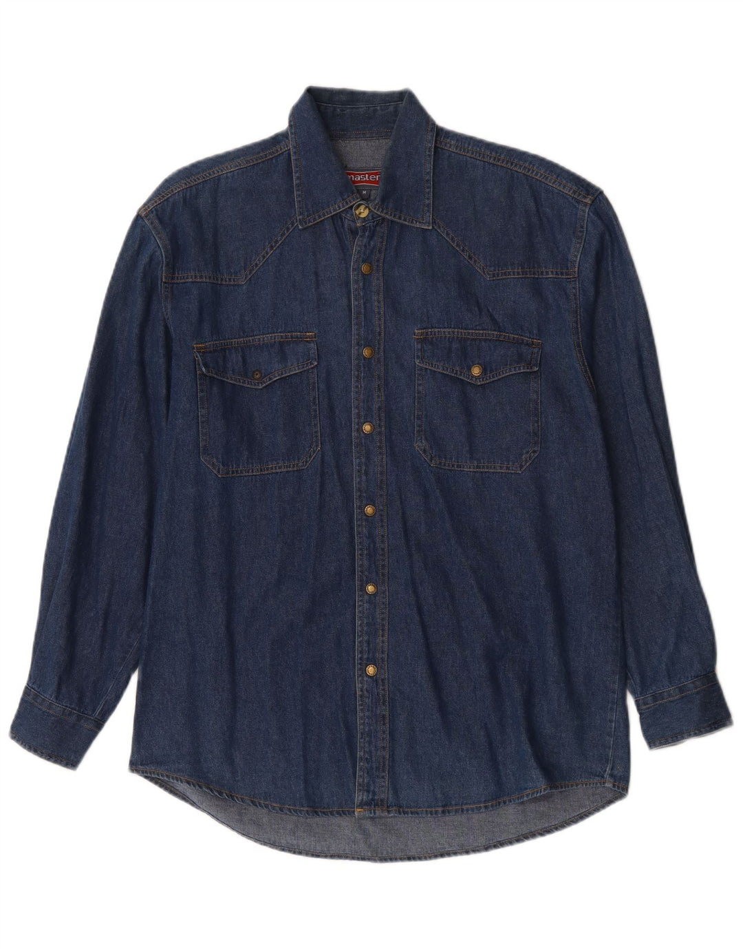 Master Mens Denim Shirt Medium Blue Cotton