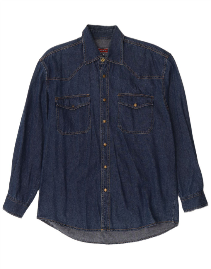 Master Mens Denim Shirt Medium Blue Cotton