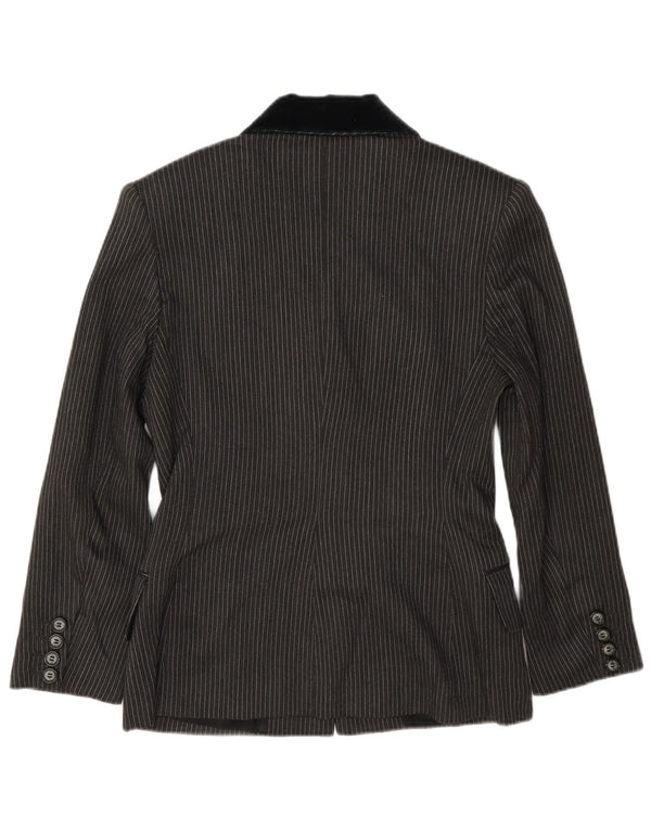 Laura Biagiotti Womens 3 Button Blazer Jacket IT 42 Medium Grey Pinstripe