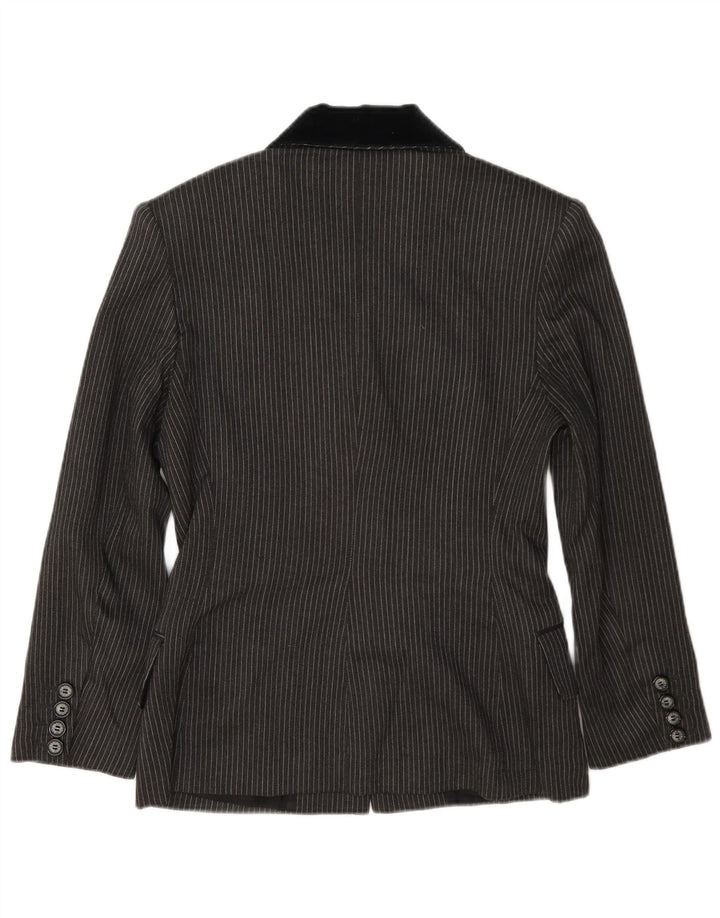 Laura Biagiotti Womens 3 Button Blazer Jacket IT 42 Medium Grey Pinstripe