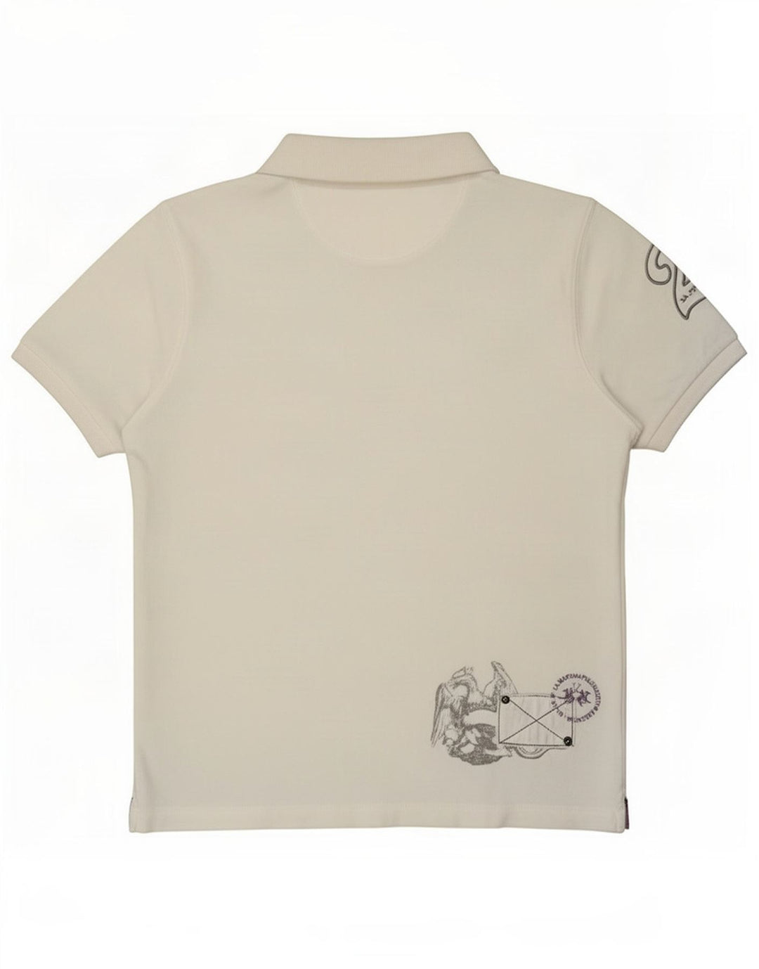 La Martina Mens Graphic Polo Shirt Medium White Cotton