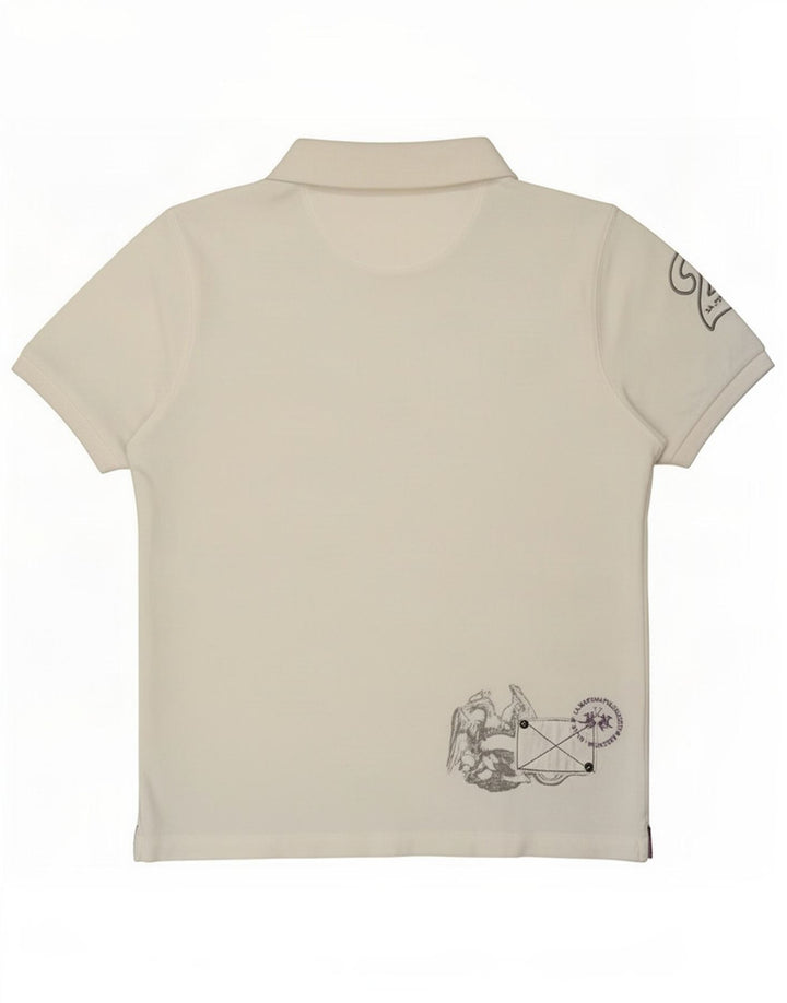 La Martina Mens Graphic Polo Shirt Medium White Cotton