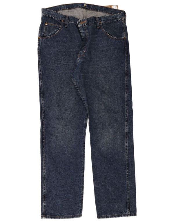 Wrangler Mens Straight Jeans W38 L32 Blue Cotton