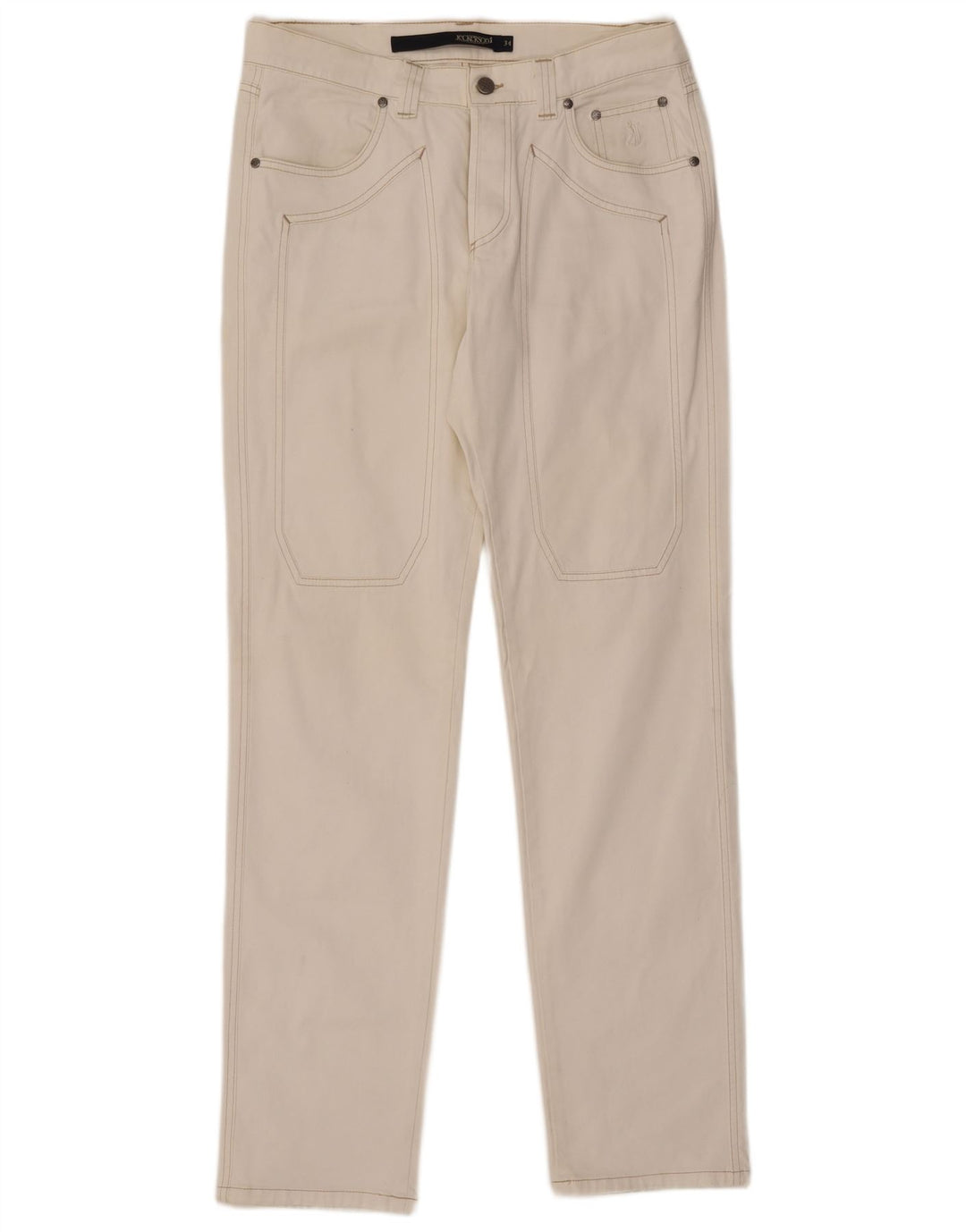 Jeckerson Mens Straight Jeans W34 L34 White Cotton