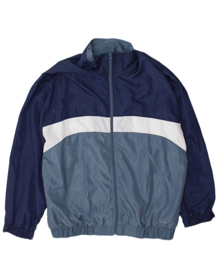 Active Mens Tracksuit Top Jacket XL Navy Blue Colourblock Polyester