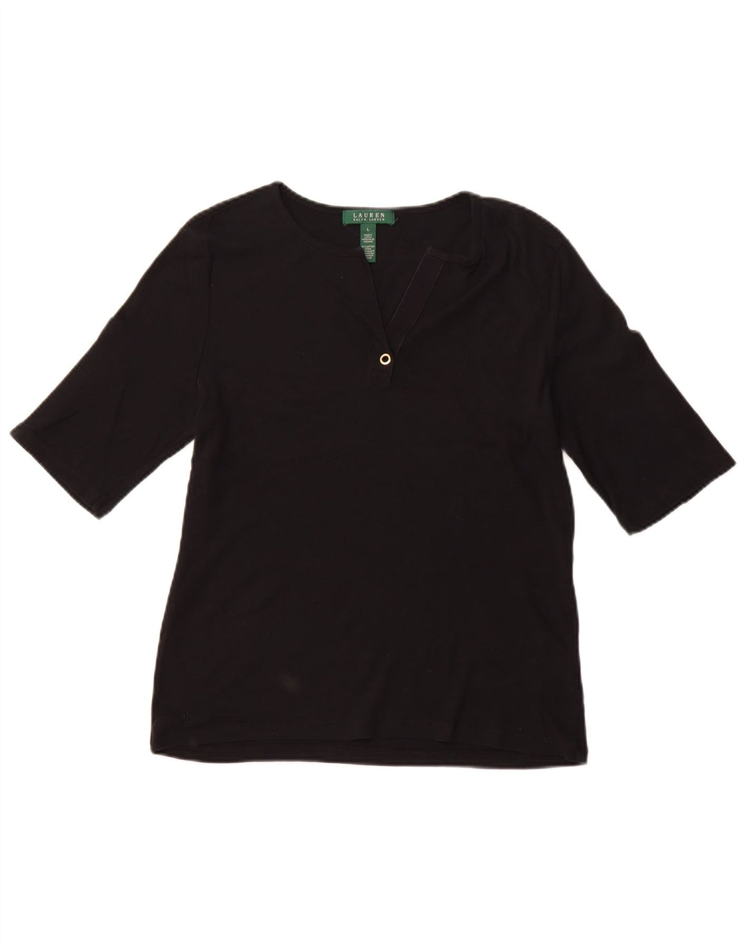 RALPH LAUREN Womens T-Shirt Top Large Black Cotton