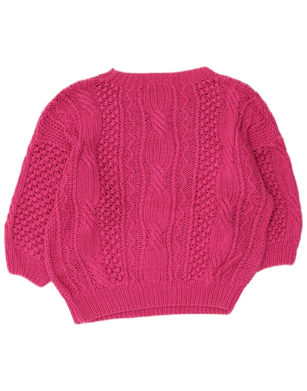 Monari Womens 3/4 Sleeve Boat Neck Jumper Sweater UK 16 Large Pink Cotton