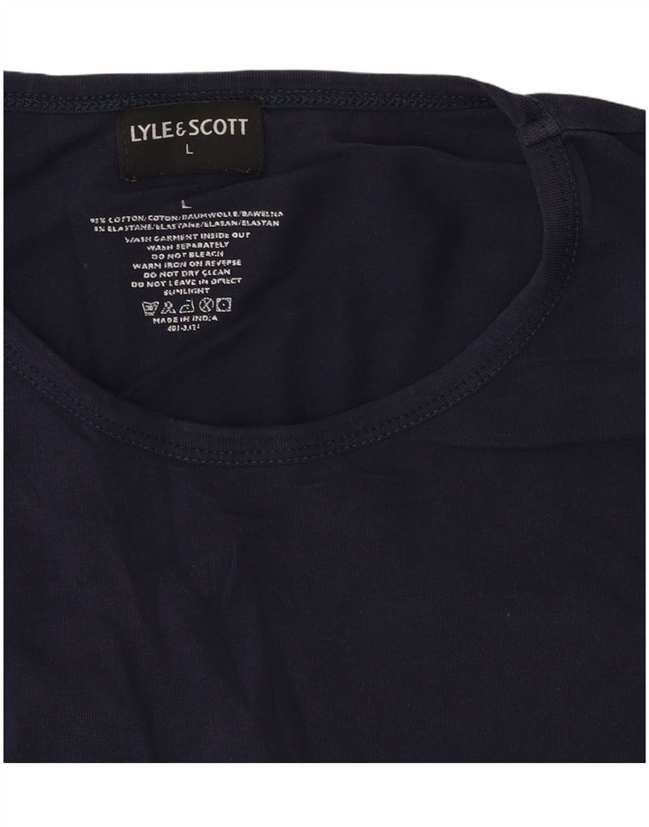 Lyle & Scott Mens T-Shirt Top Large Navy Blue Cotton
