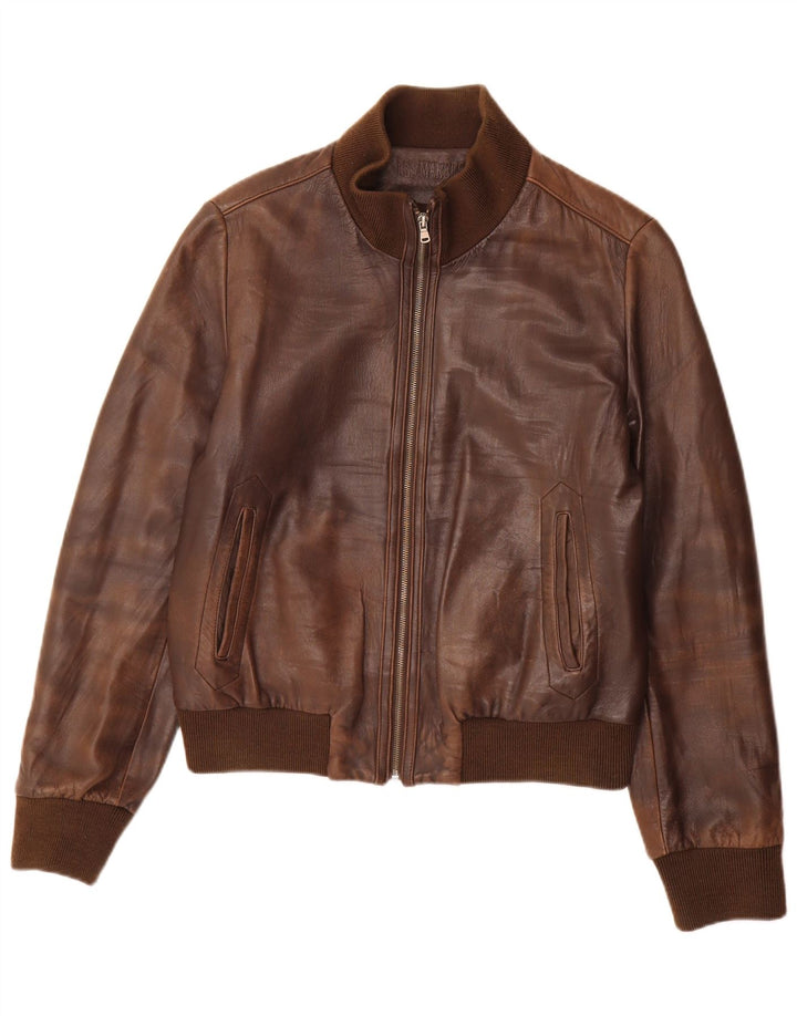 Les Marees Mens Leather Jacket IT 48 Medium Brown