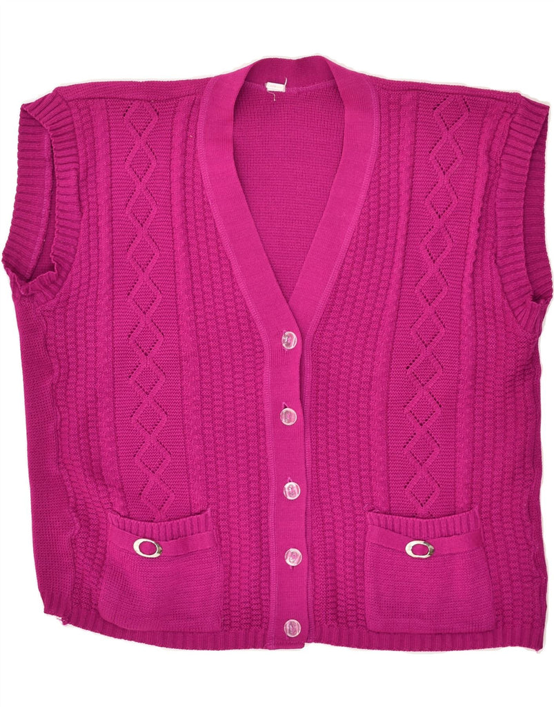 VINTAGE Womens Sleeveless Cardigan Sweater UK 16 Large Pink | Vintage Vintage | Thrift | Second-Hand Vintage | Used Clothing | Messina Hembry 