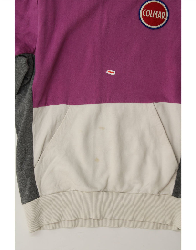 COLMAR Womens Oversized Hoodie Jumper UK 10 Small Pink Colourblock Cotton Vintage Colmar and Second-Hand Colmar from Messina Hembry 