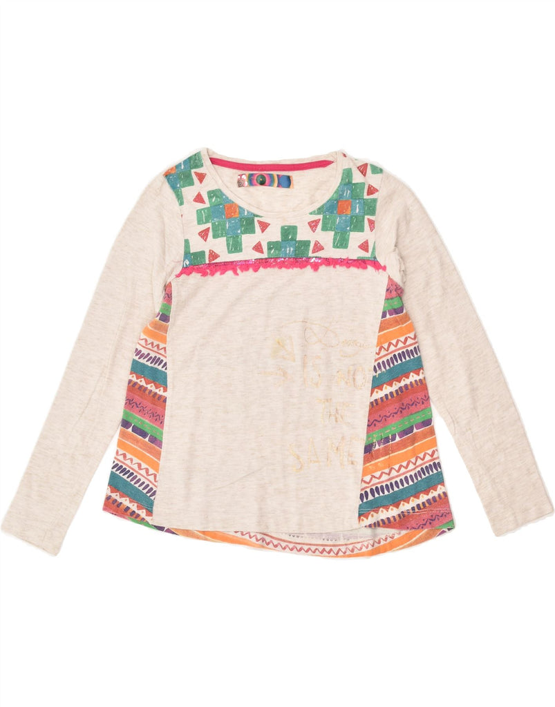 DESIGUAL Girls Graphic Top Long Sleeve 5-6 Years Beige Fair Isle | Vintage Desigual | Thrift | Second-Hand Desigual | Used Clothing | Messina Hembry 