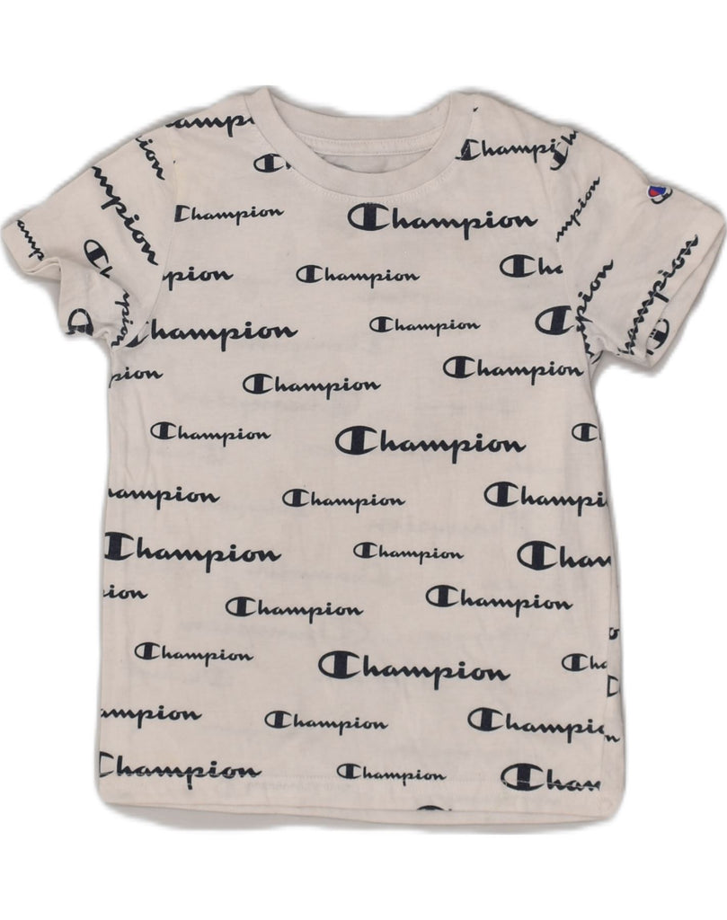 CHAMPION Boys Graphic T-Shirt Top 5-6 Years White Cotton | Vintage Champion | Thrift | Second-Hand Champion | Used Clothing | Messina Hembry 