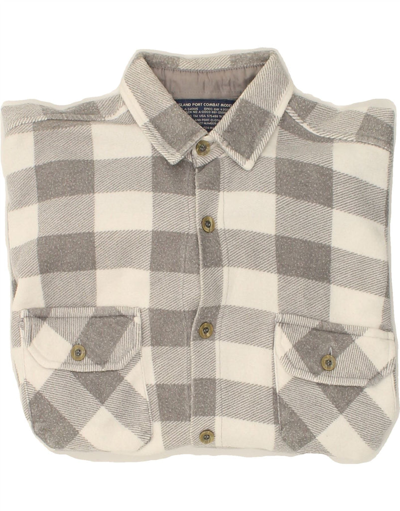 ISLAND PORT Mens Flannel Shirt Medium Grey Check Cotton | Vintage Island Port | Thrift | Second-Hand Island Port | Used Clothing | Messina Hembry 