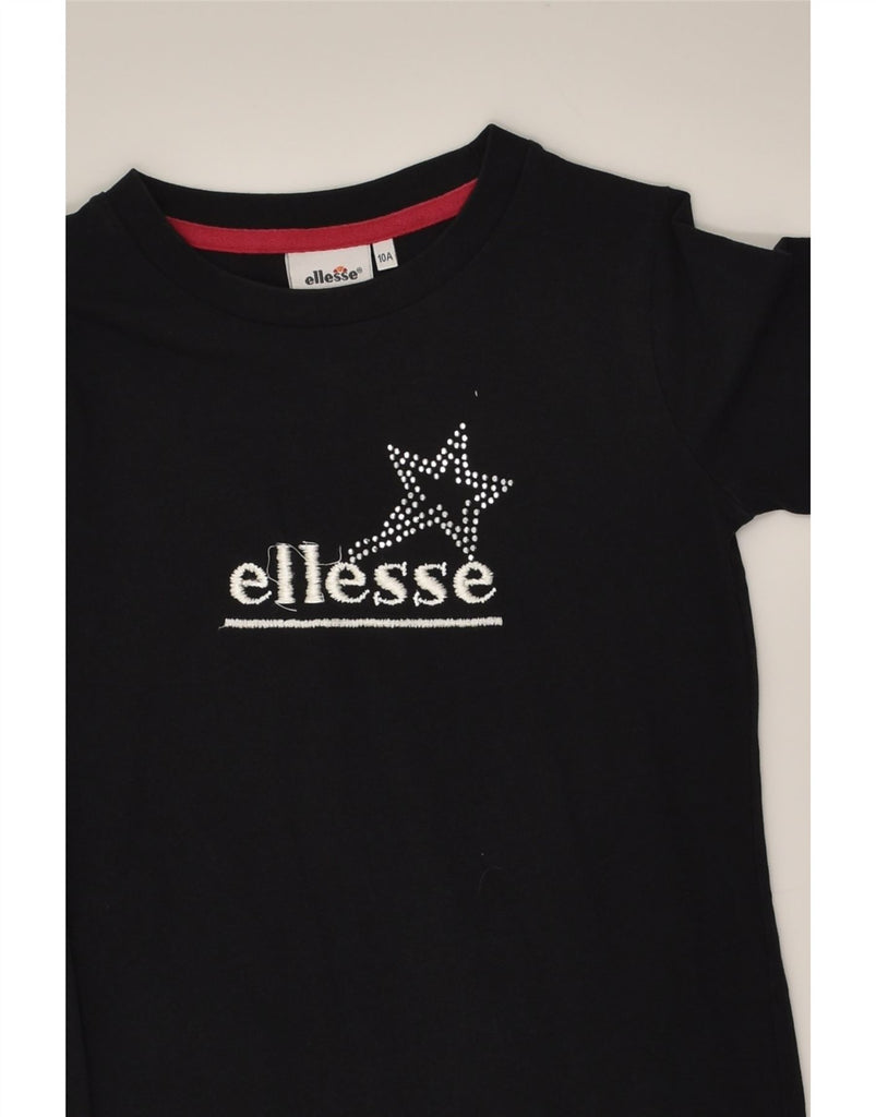 ELLESSE Girls Graphic Jumper Dress 9-10 Years Black Cotton | Vintage Ellesse | Thrift | Second-Hand Ellesse | Used Clothing | Messina Hembry 