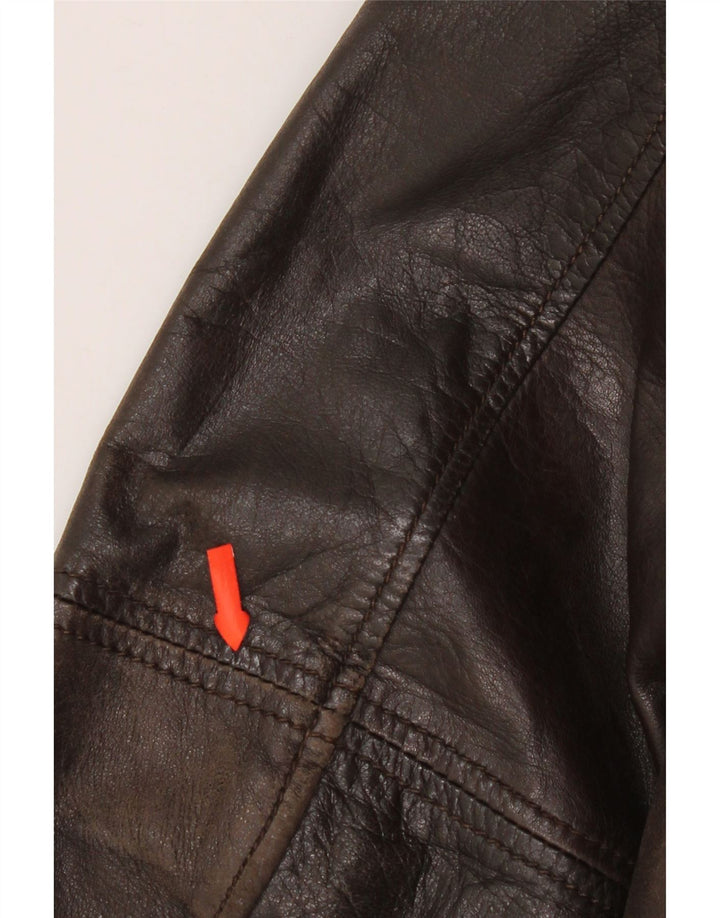 On Spirit Mens Bomber Leather Jacket IT 48 Medium Brown Leather