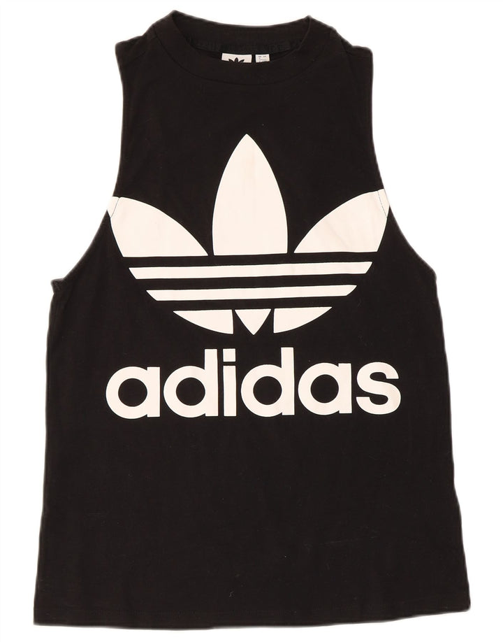 Adidas Womens Graphic Vest Top UK 8 Small Black Cotton