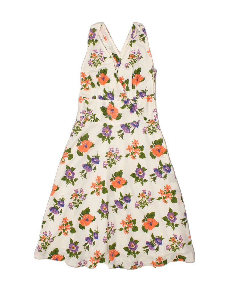 VINTAGE Womens A-Line Dress UK 8 Small White Floral Vintage Vintage and Second-Hand Vintage from Messina Hembry 