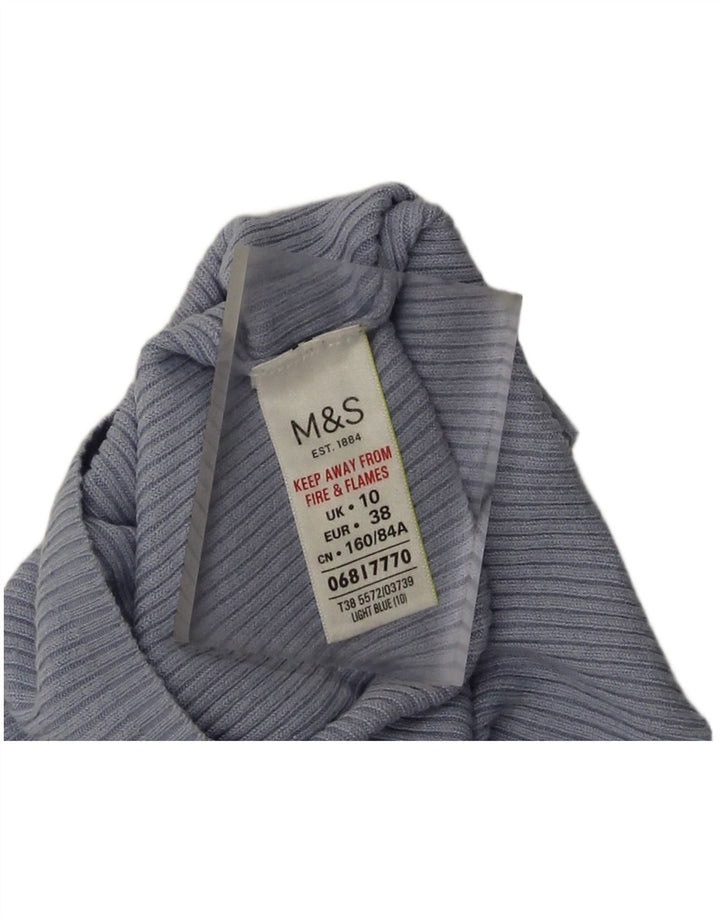 Marks & Spencer Womens Top Long Sleeve UK 10 Small  Blue Viscose