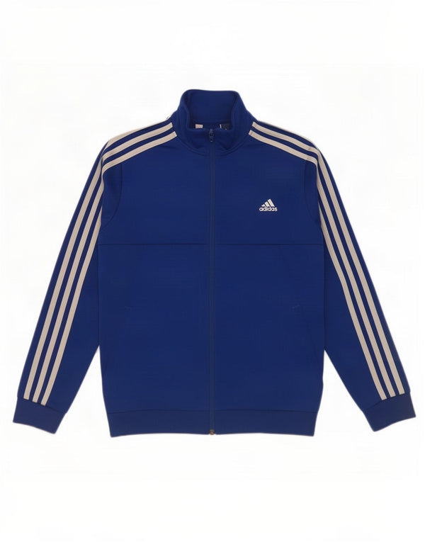 Adidas Boys Tracksuit Top Jacket 11-12 Years Blue Polyester