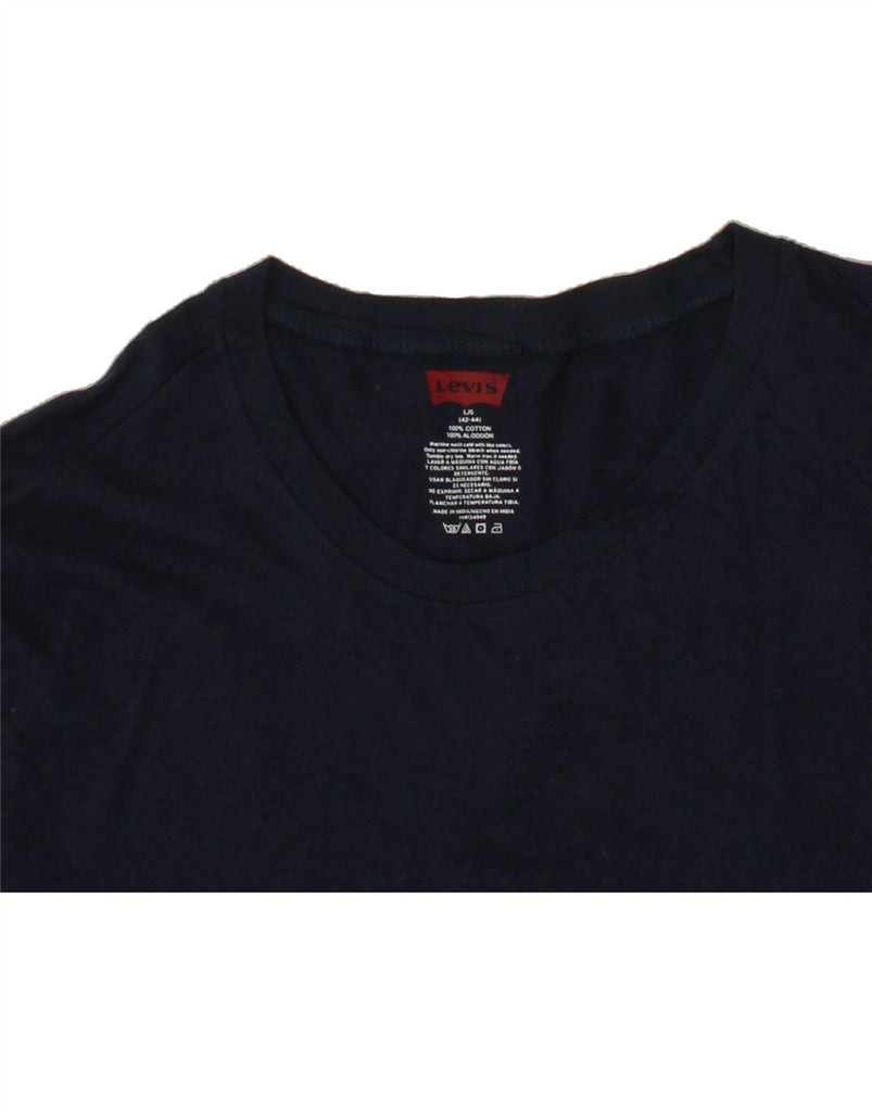 LEVI'S Womens Grant Fit T-Shirt Top EU 42 Large Navy Blue Cotton Vintage Levi's and Second-Hand Levi's from Messina Hembry 