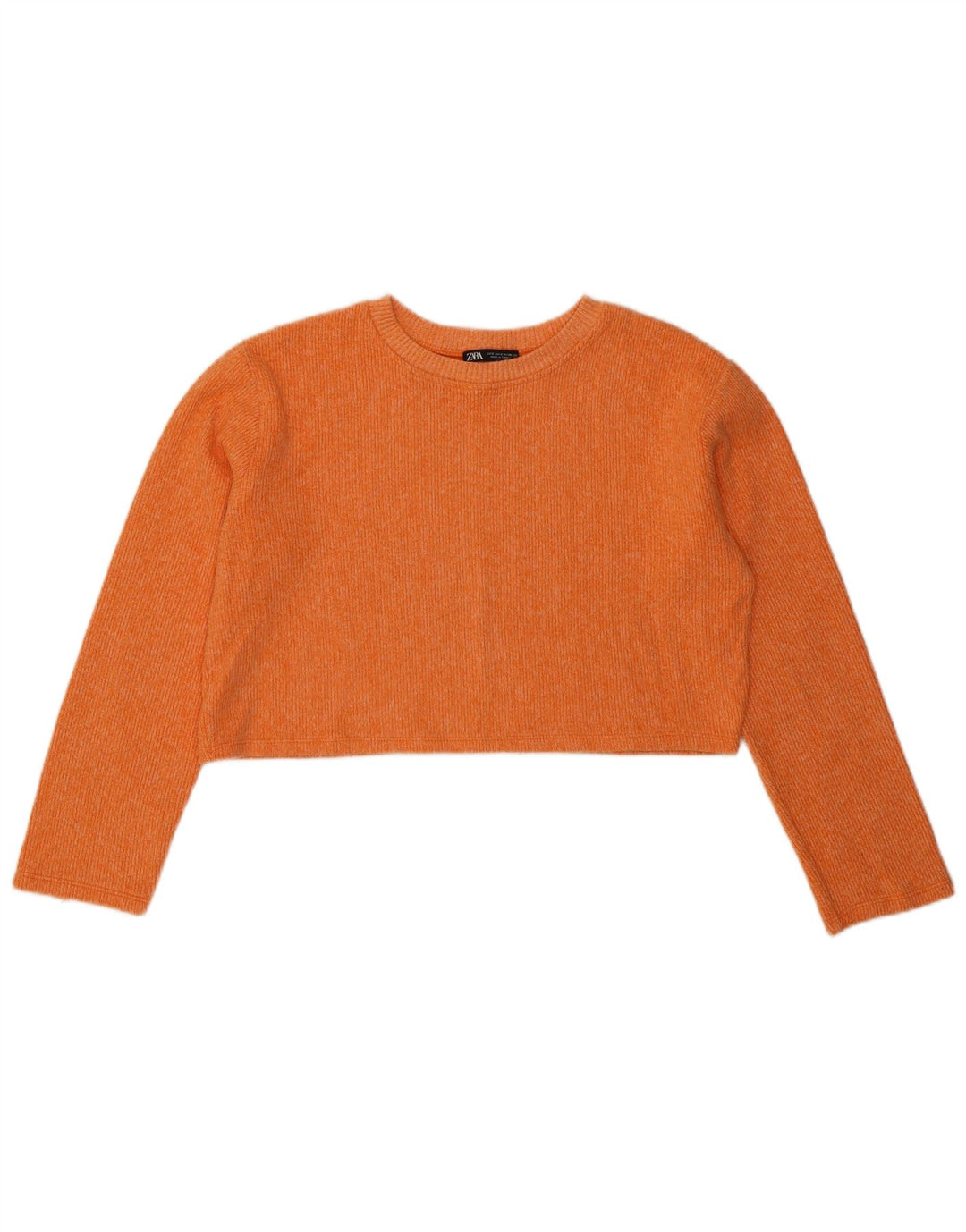 Zara Womens Crop Oversized Top Long Sleeve UK 10 Small Orange