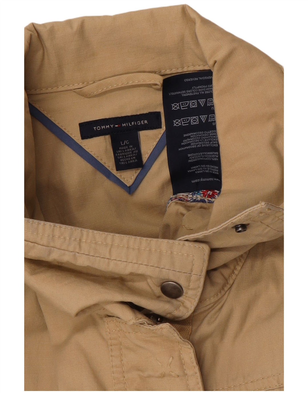 Tommy Hilfiger Womens Utility Jacket UK 16 Large Beige Cotton