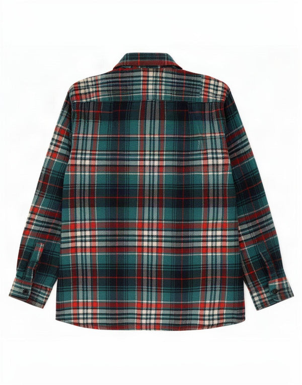 Vintage Mens Flannel Shirt Large Green Plaid
