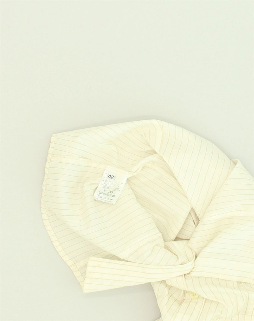 LIU JO Womens Shirt IT 42 Medium Off White Pinstripe Cotton | Vintage Liu Jo | Thrift | Second-Hand Liu Jo | Used Clothing | Messina Hembry 