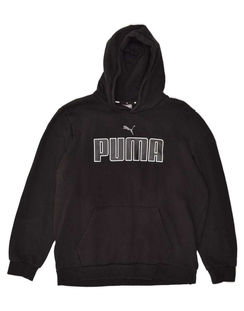 PUMA Mens Graphic Hoodie Jumper Large Black Cotton | Vintage Puma | Thrift | Second-Hand Puma | Used Clothing | Messina Hembry 