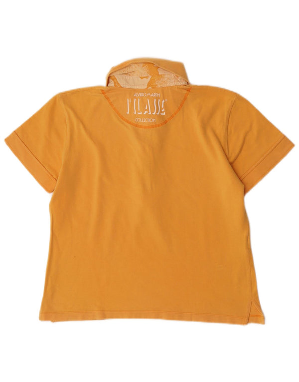 ALVIERO MARTINI Womens Graphic Polo Shirt UK 18 XL Yellow