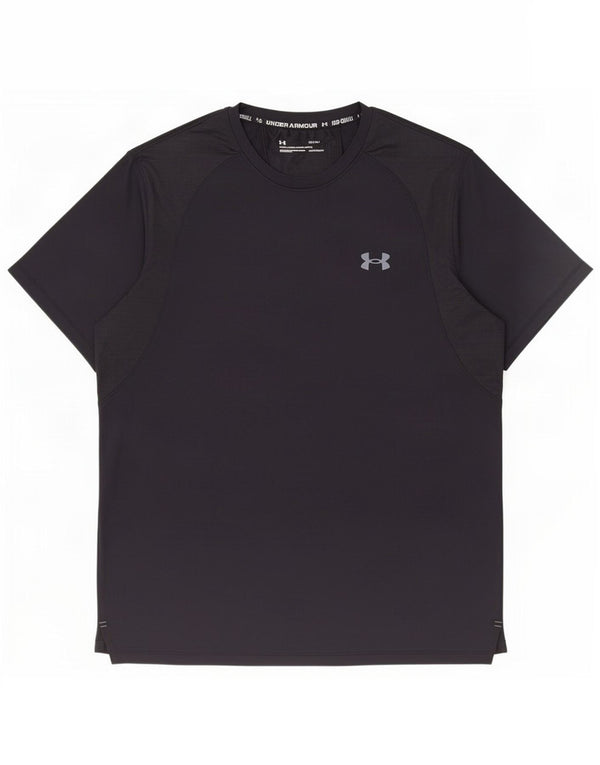 Under Armour Mens T-Shirt Top Large Navy Blue Colourblock Nylon