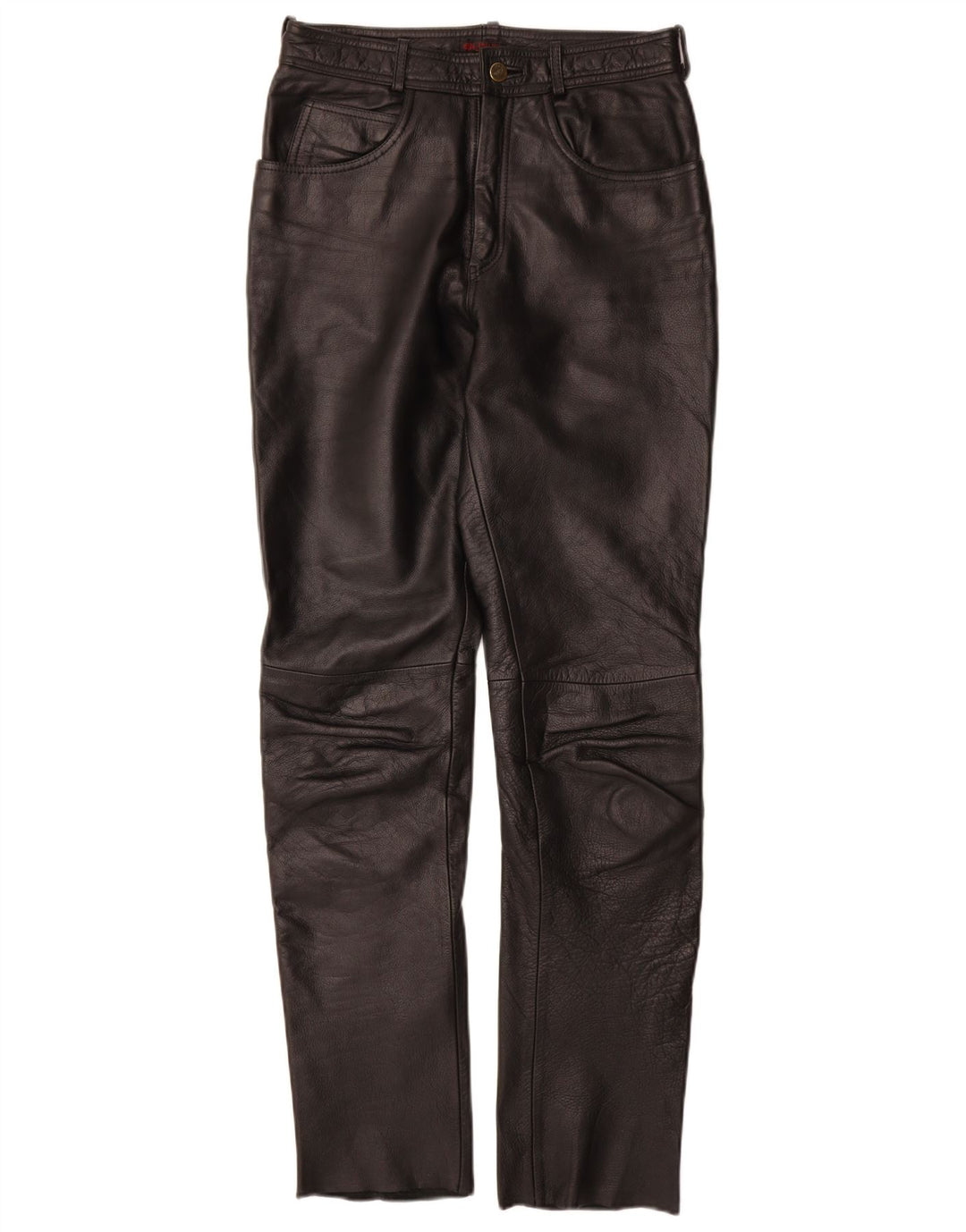 Linus Womens Slim Leather Trousers W29 L33 Black Leather