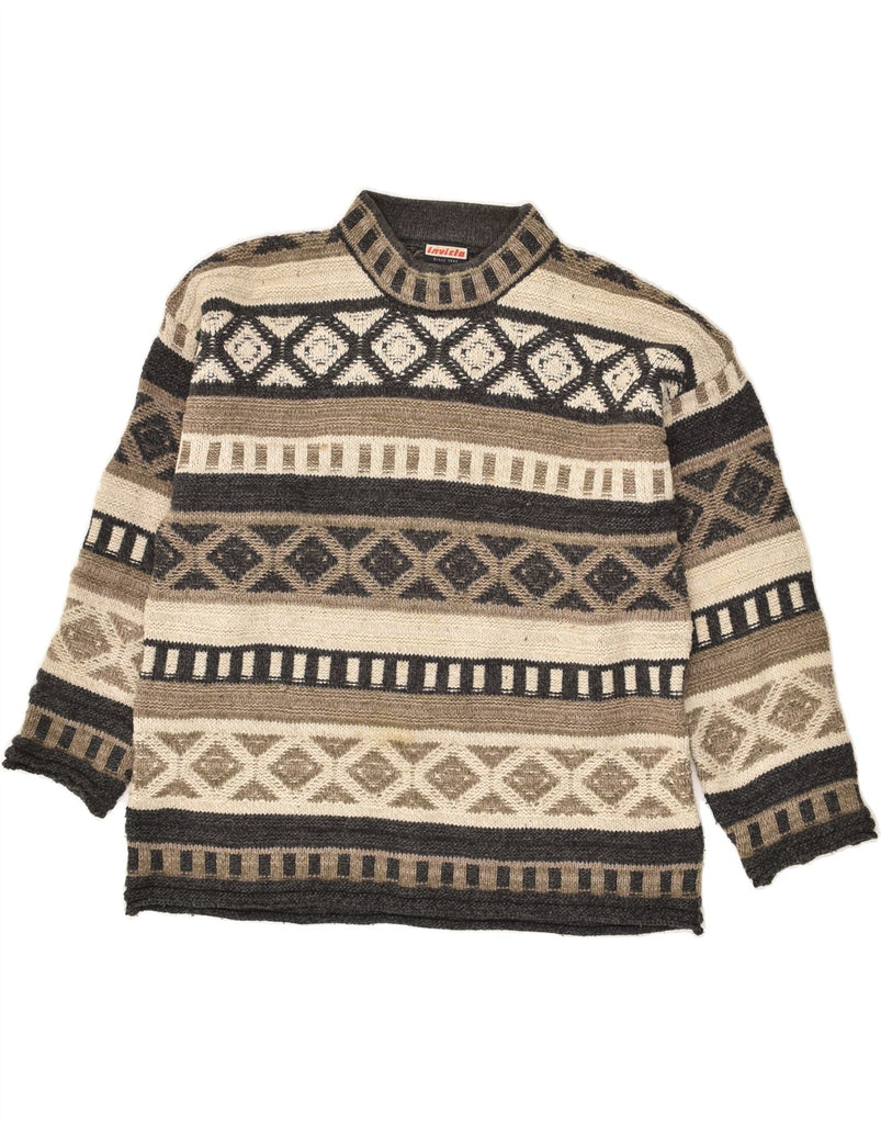 INVICTA Mens Turtle Neck Jumper Sweater XL Brown Fair Isle | Vintage Invicta | Thrift | Second-Hand Invicta | Used Clothing | Messina Hembry 