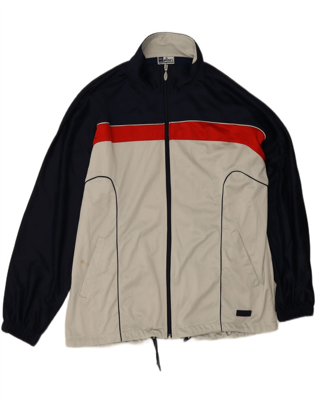 Asics Mens Tracksuit Top Jacket 2XL Grey Colourblock Polyester