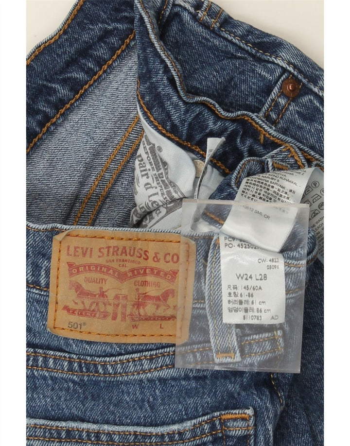 Levi's Womens 501 Straight Jeans W24 L28 Blue Cotton