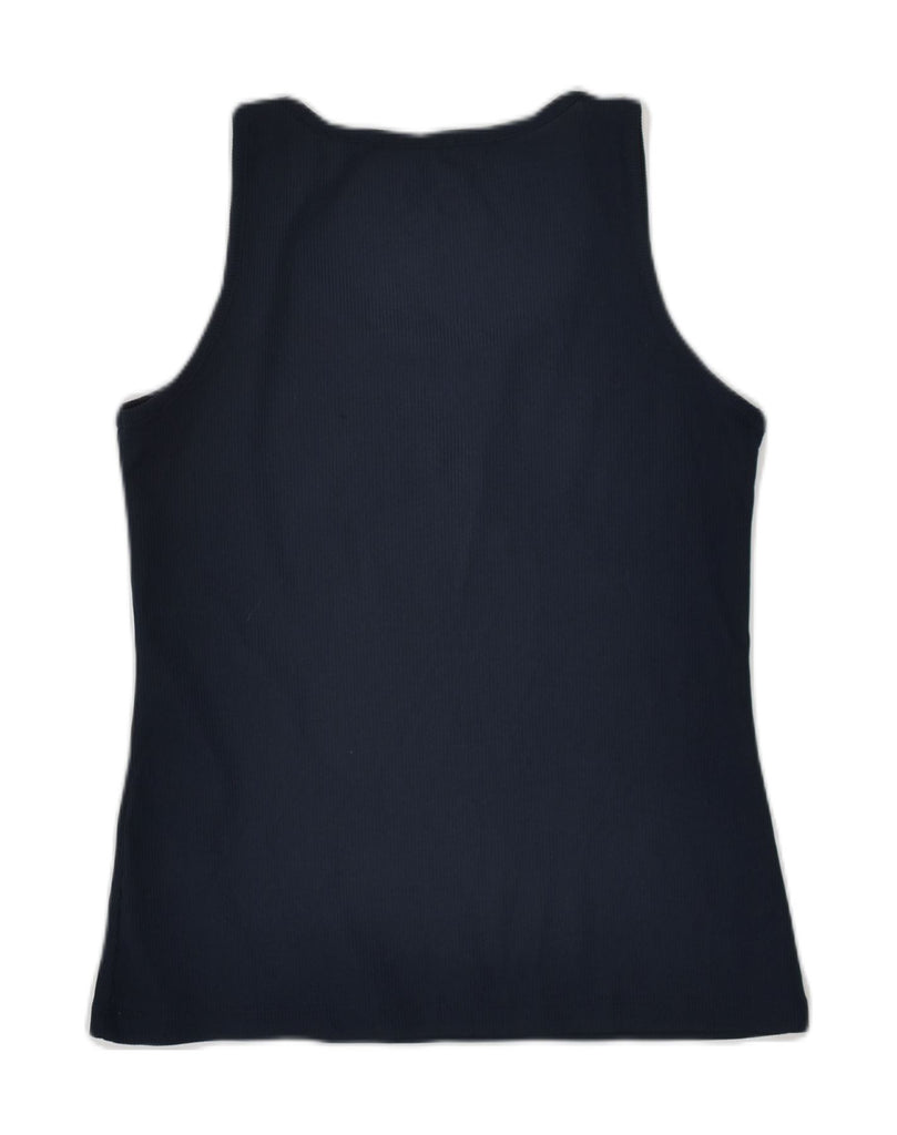 DACK'S Womens Vest Top UK 12 Medium Navy Blue Polyester | Vintage Dack's | Thrift | Second-Hand Dack's | Used Clothing | Messina Hembry 