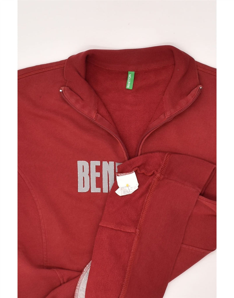 BENETTON Womens Graphic Tracksuit Top Jacket UK 16 Large Red Cotton | Vintage Benetton | Thrift | Second-Hand Benetton | Used Clothing | Messina Hembry 